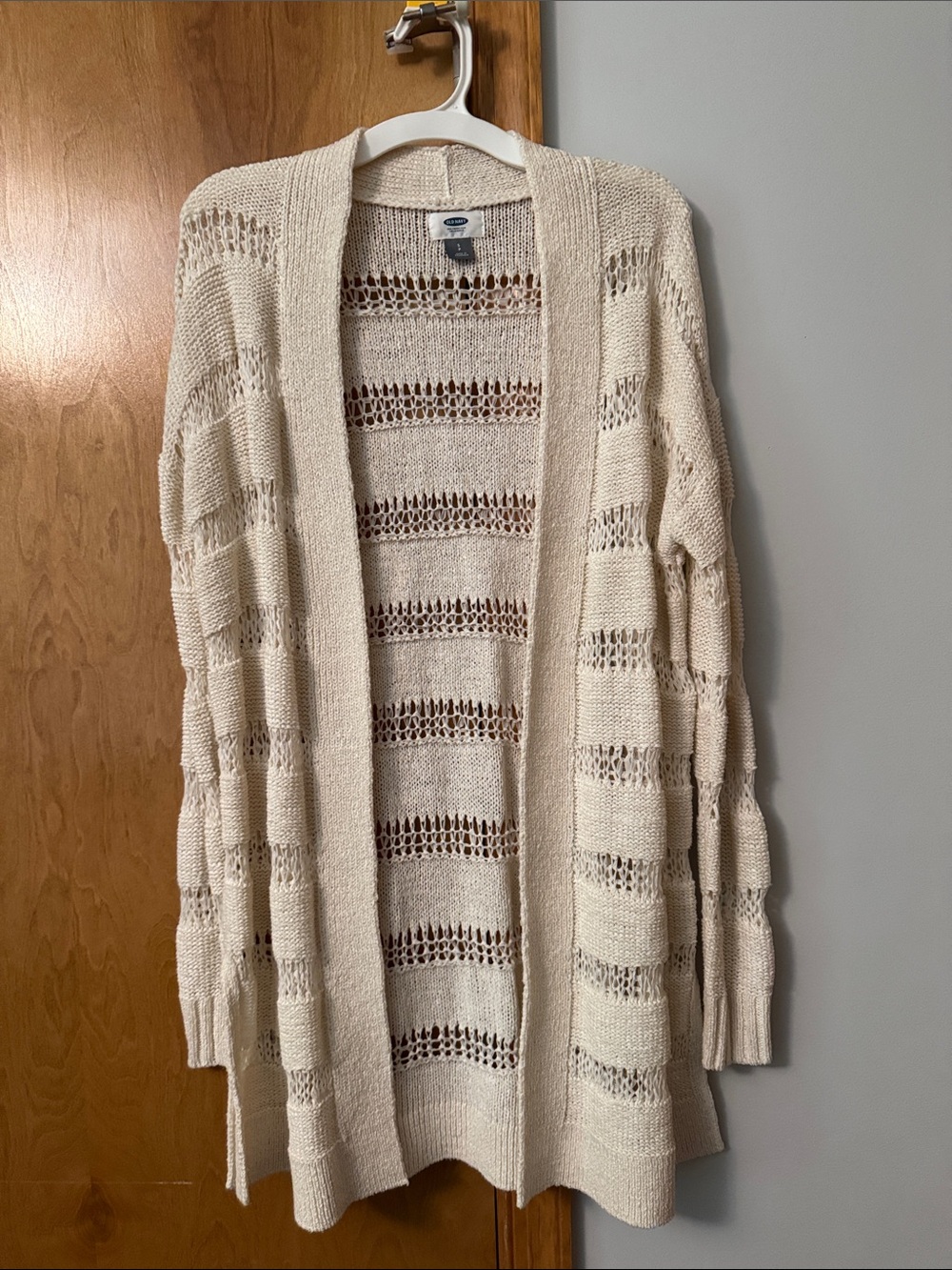 Open-Knit Cream Women's Cardigan Sweater Duster